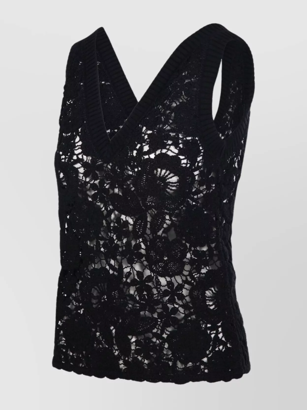 Shop P.a.r.o.s.h Floral Lace Sleeveless V-neck Top