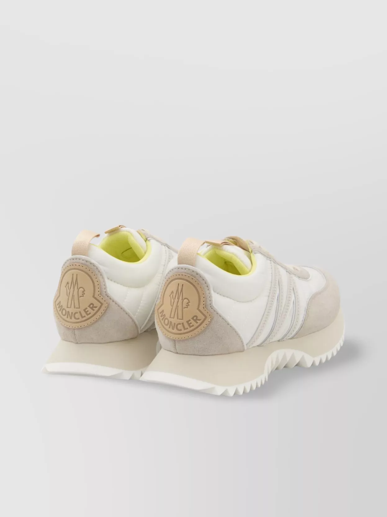 Moncler Pacey Sneakers Leather M-shaped Detail In Neutral