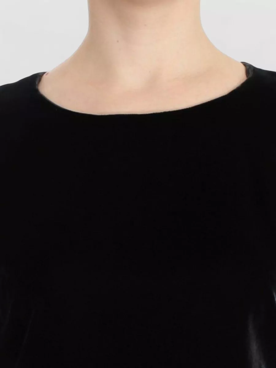 Dolce&Gabbana Velvet Short-Sleeve Round-Neck Blouse