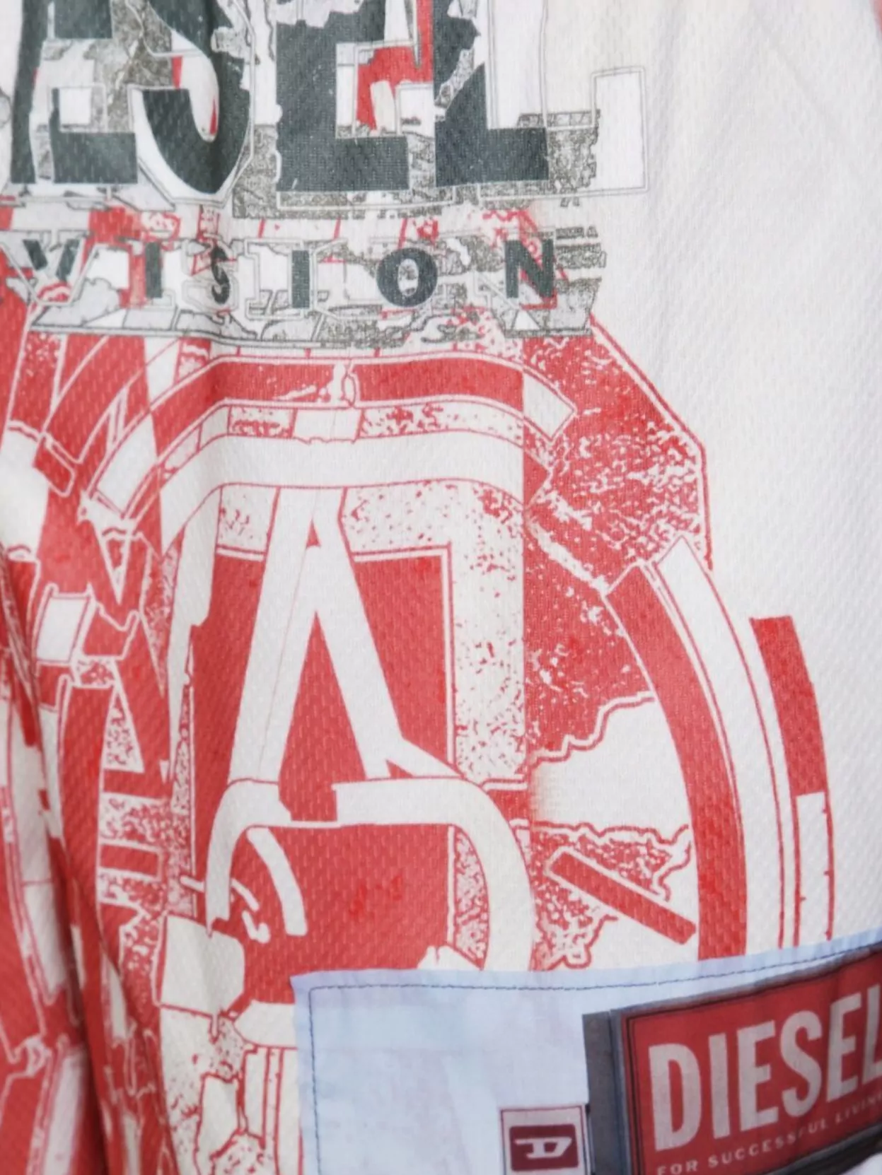 Diesel Graphic Print Elastic Waistband Shorts With Back Pocket