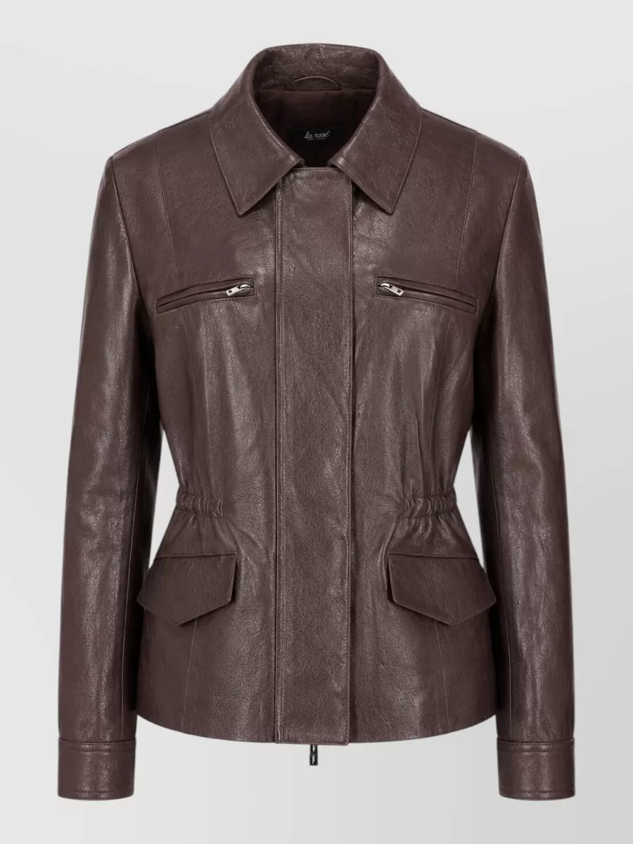 La Rose crinkled patent leather coat