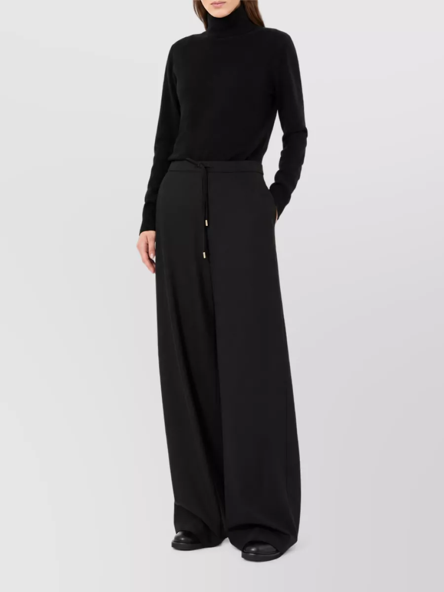 S Max Mara Cashmere Wool Fine Rib-Knit Turtleneck Sweater