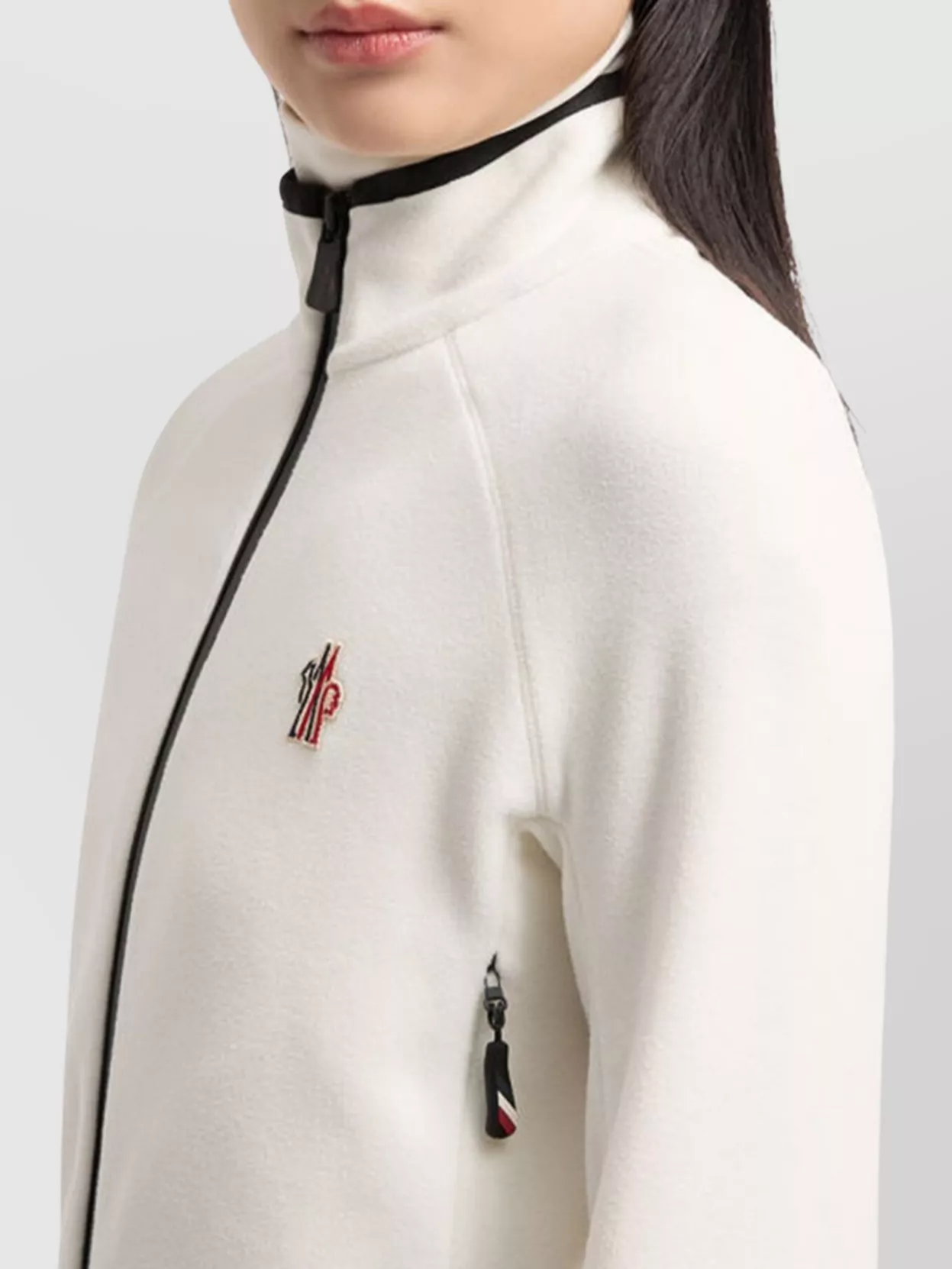 Moncler Fleece Sweatshirt With Zip And Pockets In White