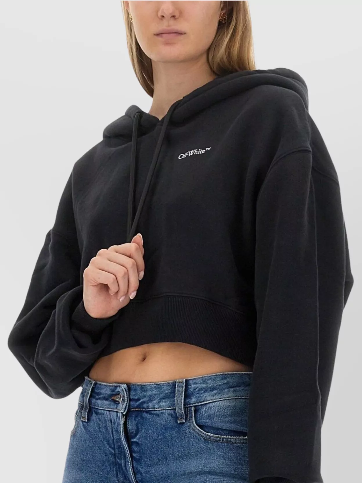 Off-White Short Hooded Sweater Drawstring