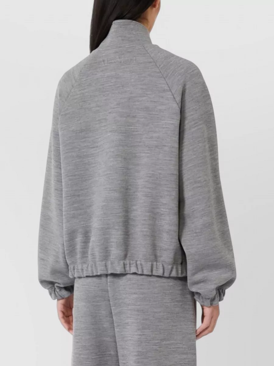 Max Mara Wool Cotton Jacket Raglan Sleeves High Collar