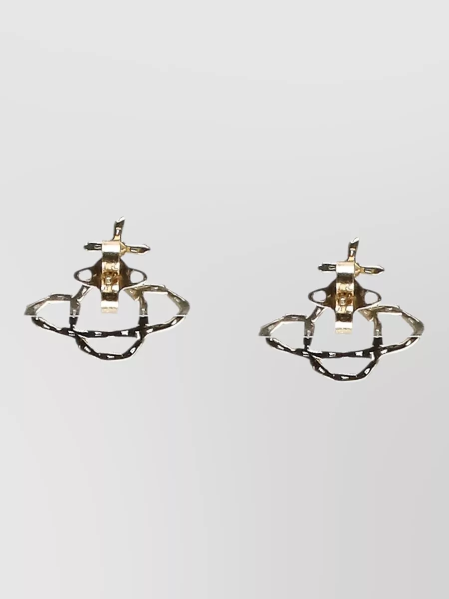 Vivienne Westwood Orb Brass Dangling Earrings Cross Strass