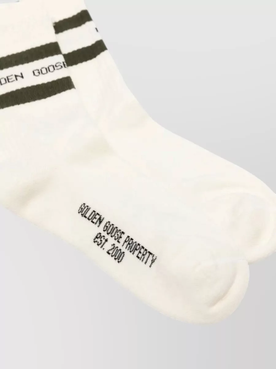 Golden Goose Ribbed Distressed Striped Socks