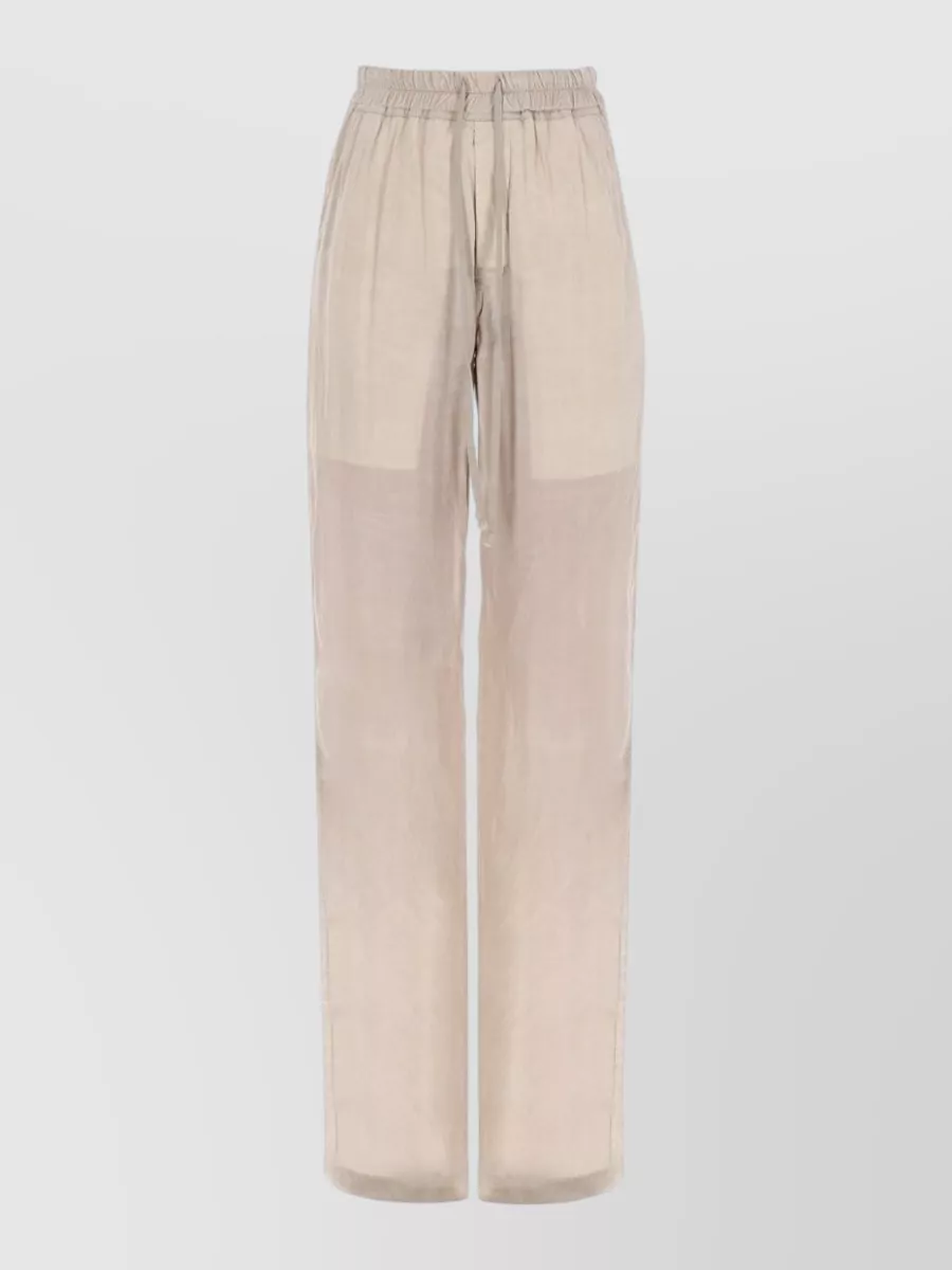 Rick Owens Wide Leg Trousers Dietrich Patch Pockets Sheer