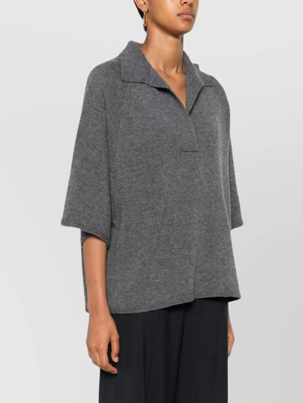 Emporio Armani Oversized Polo Shirt Half Sleeves In Gray