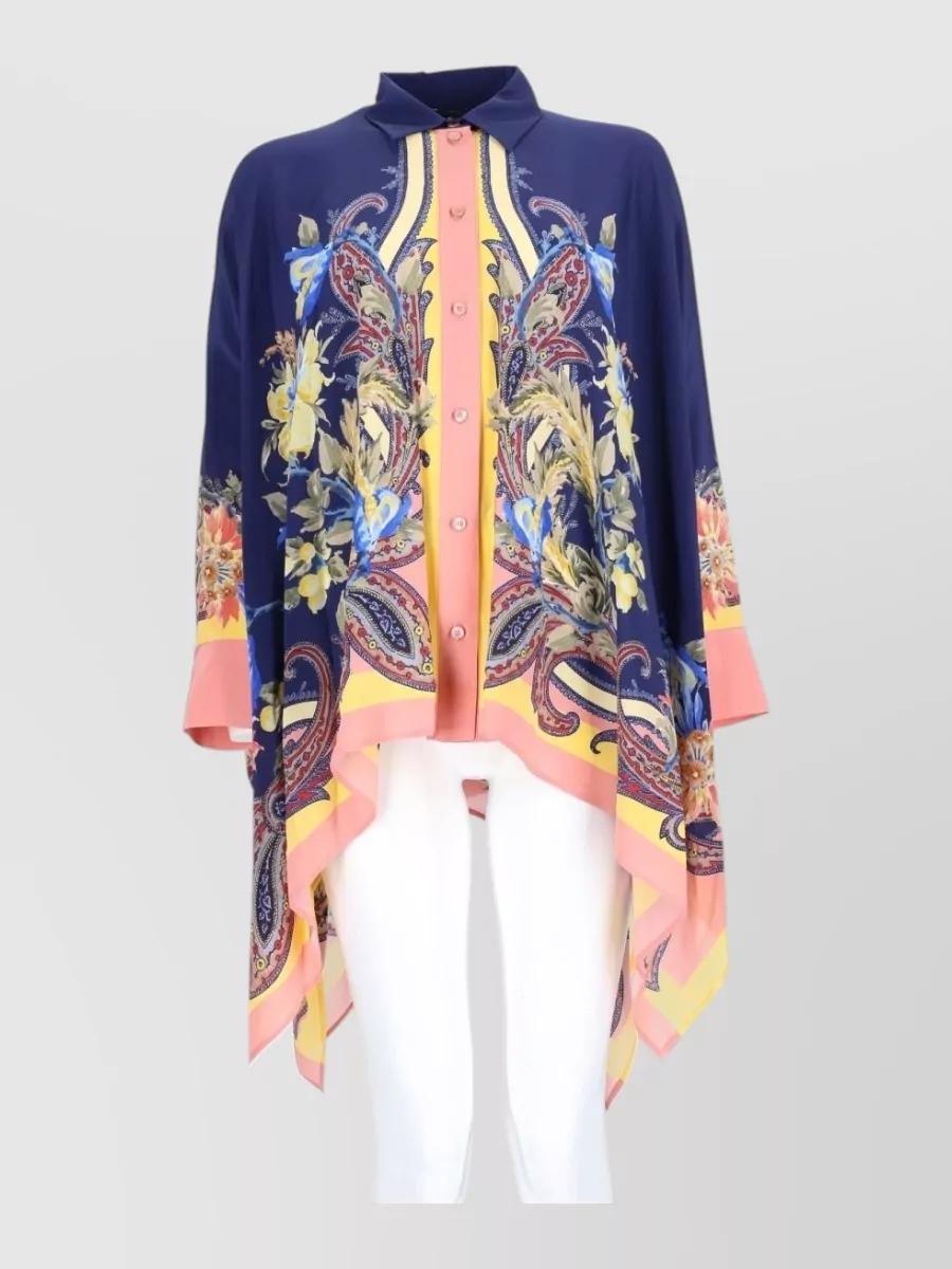 Etro Floral Beachwear Draped Open Front Coverup