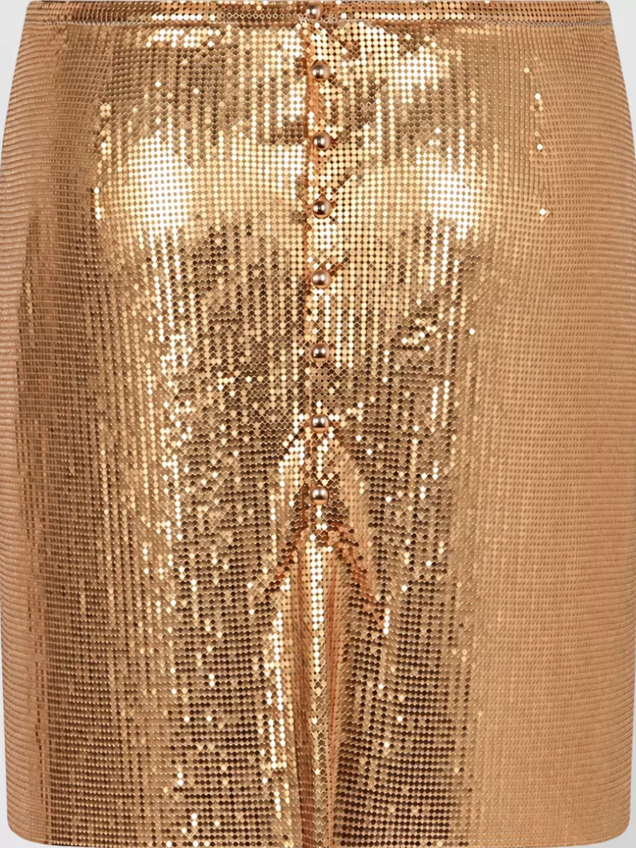 Paco Rabanne Mesh Knit Fitted Skirt