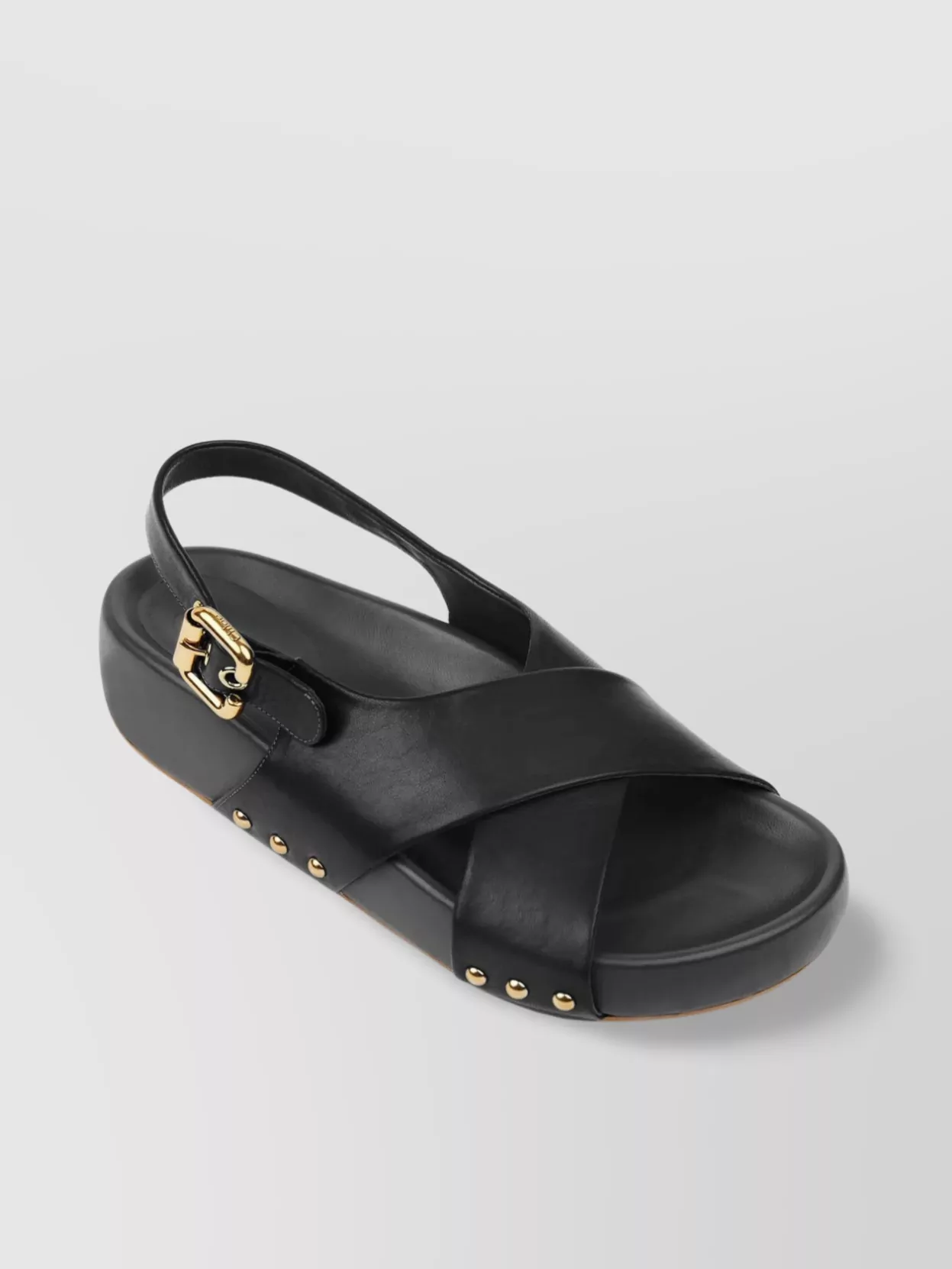 Chloé Criss-cross Stud Slingback Sandals In Gray