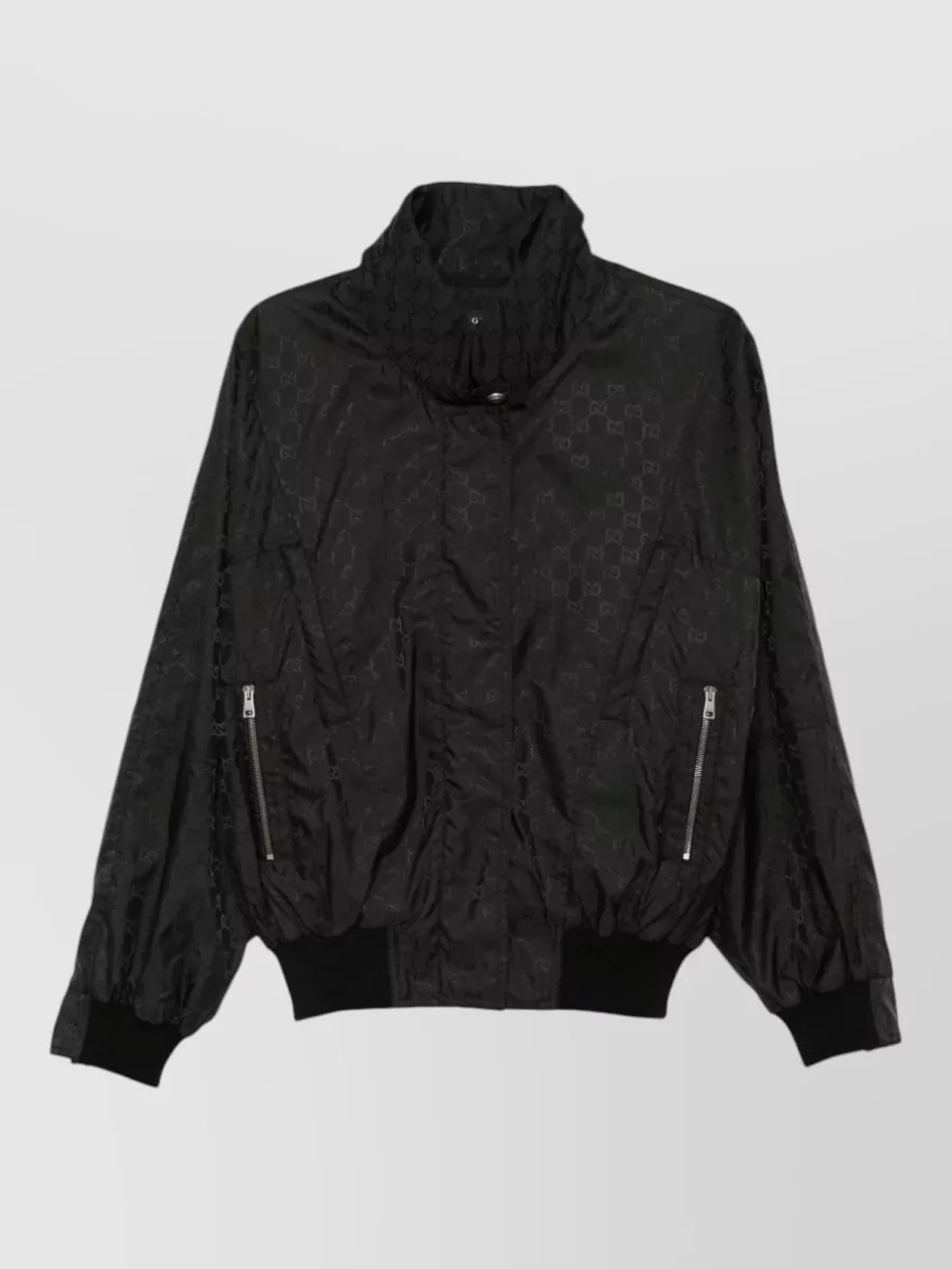 Gucci Monogram Nylon High-Neck Single-Breasted Coat
