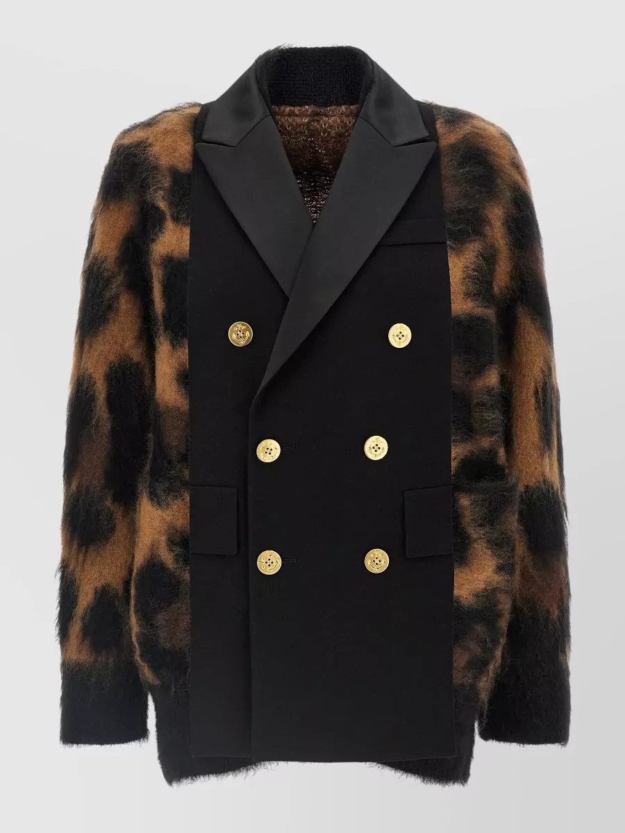 Sacai Wool leopard-print double-breasted cardigan