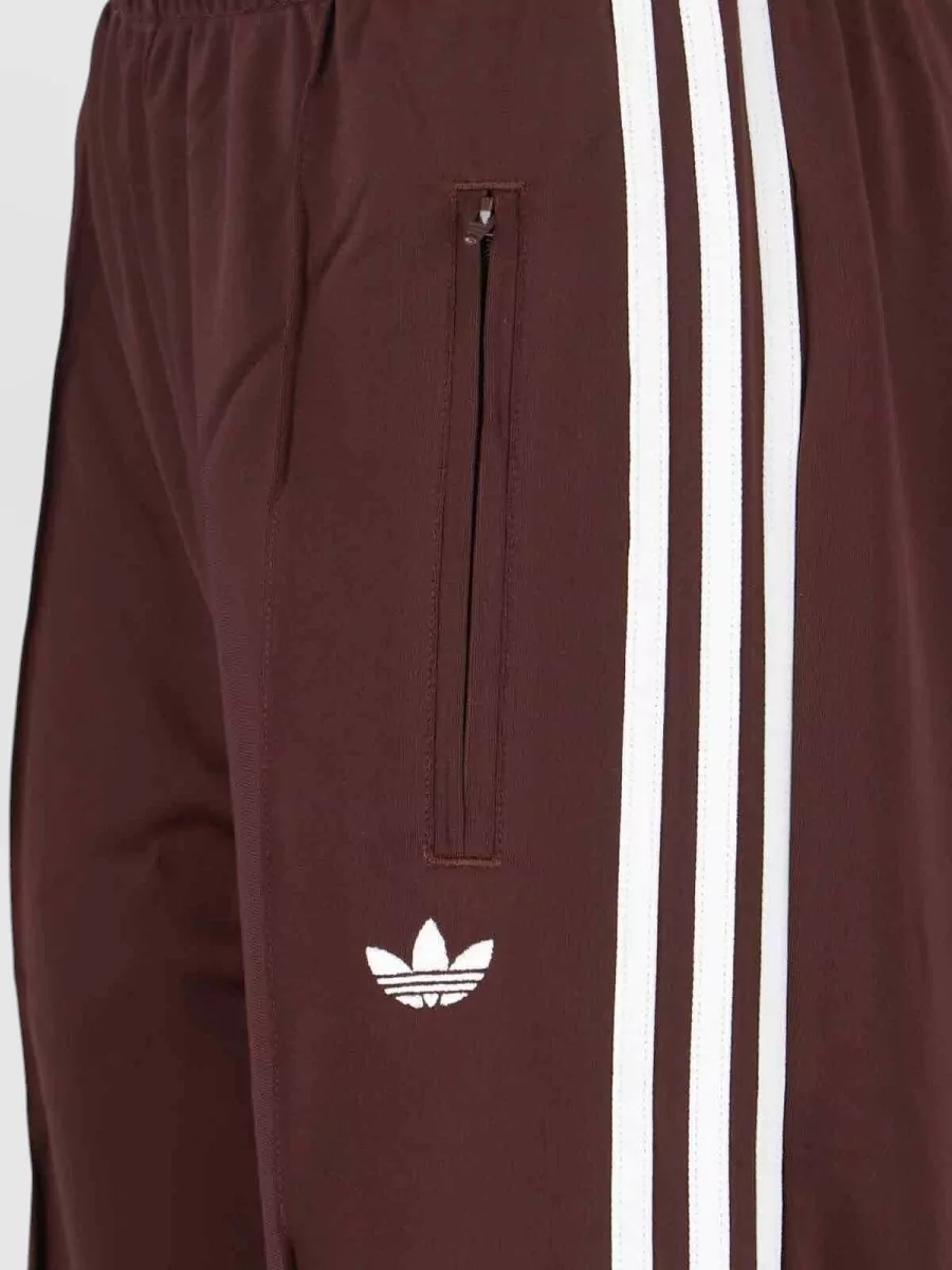 Adidas Trousers Elastic Waistband Side Stripes Zippered Pocket