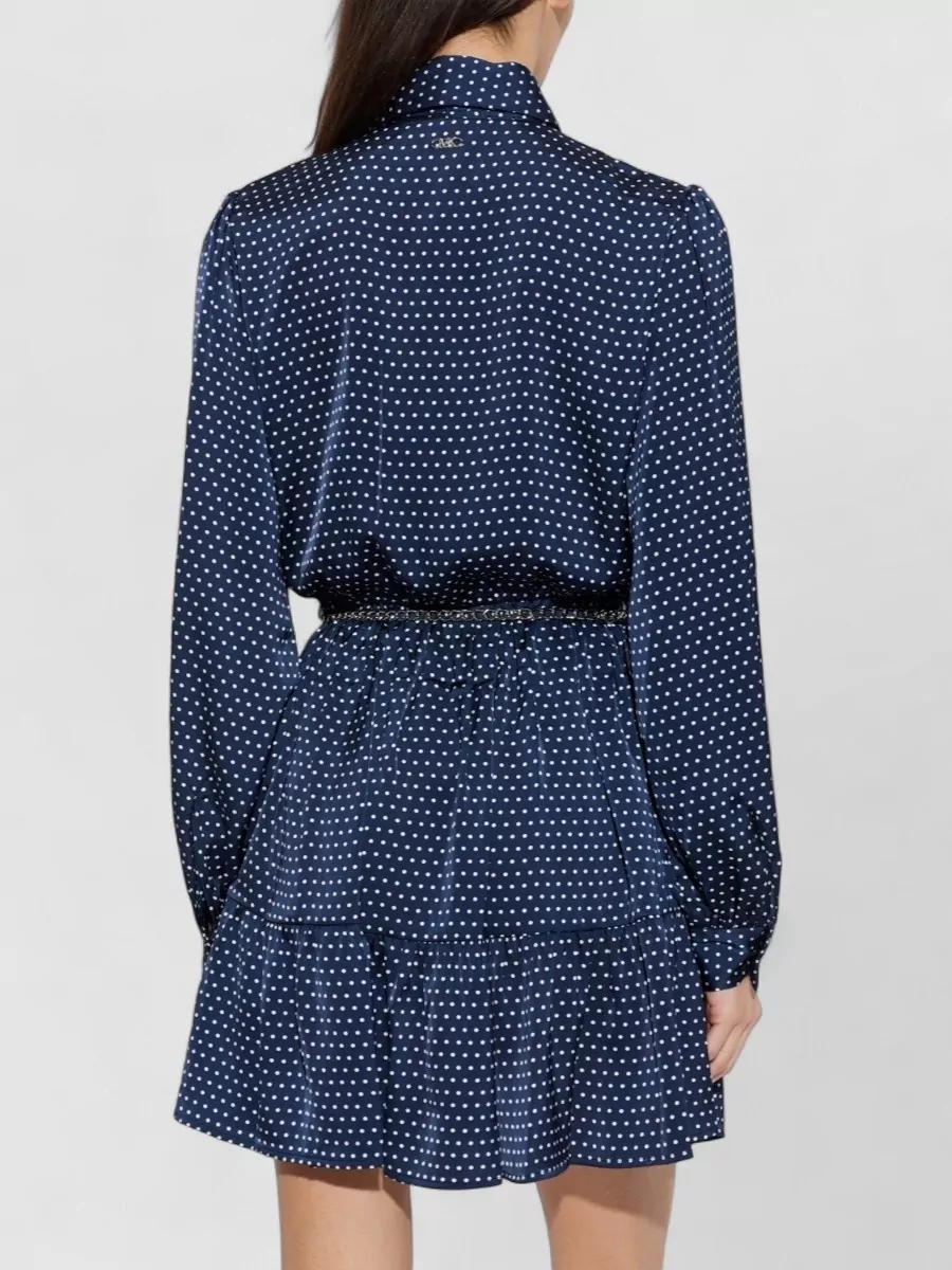 Michael Kors Long-Sleeve Polka-Dot Mini Dress