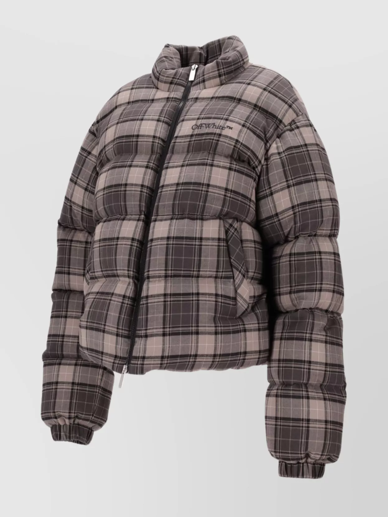 Off-White Puffer Jacket With High Collar And Cuffs