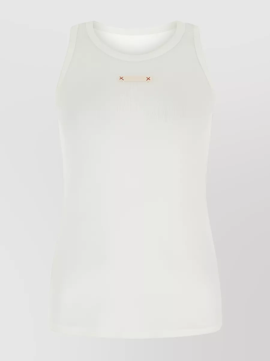 Shop Maison Margiela Modern Update Ribbed-knit Tank Top In White