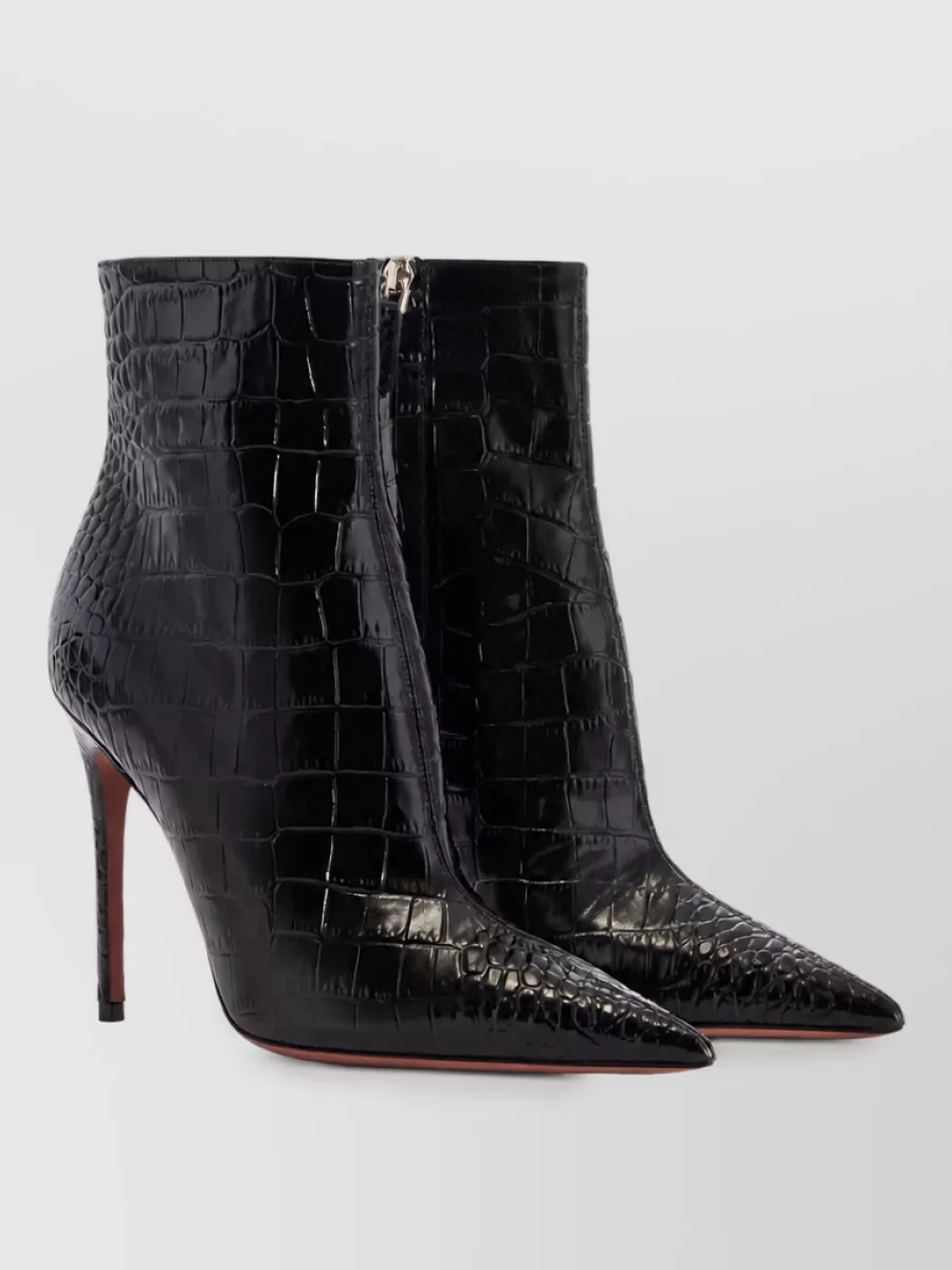 Paris Texas Crocodile-effect leather ankle boots