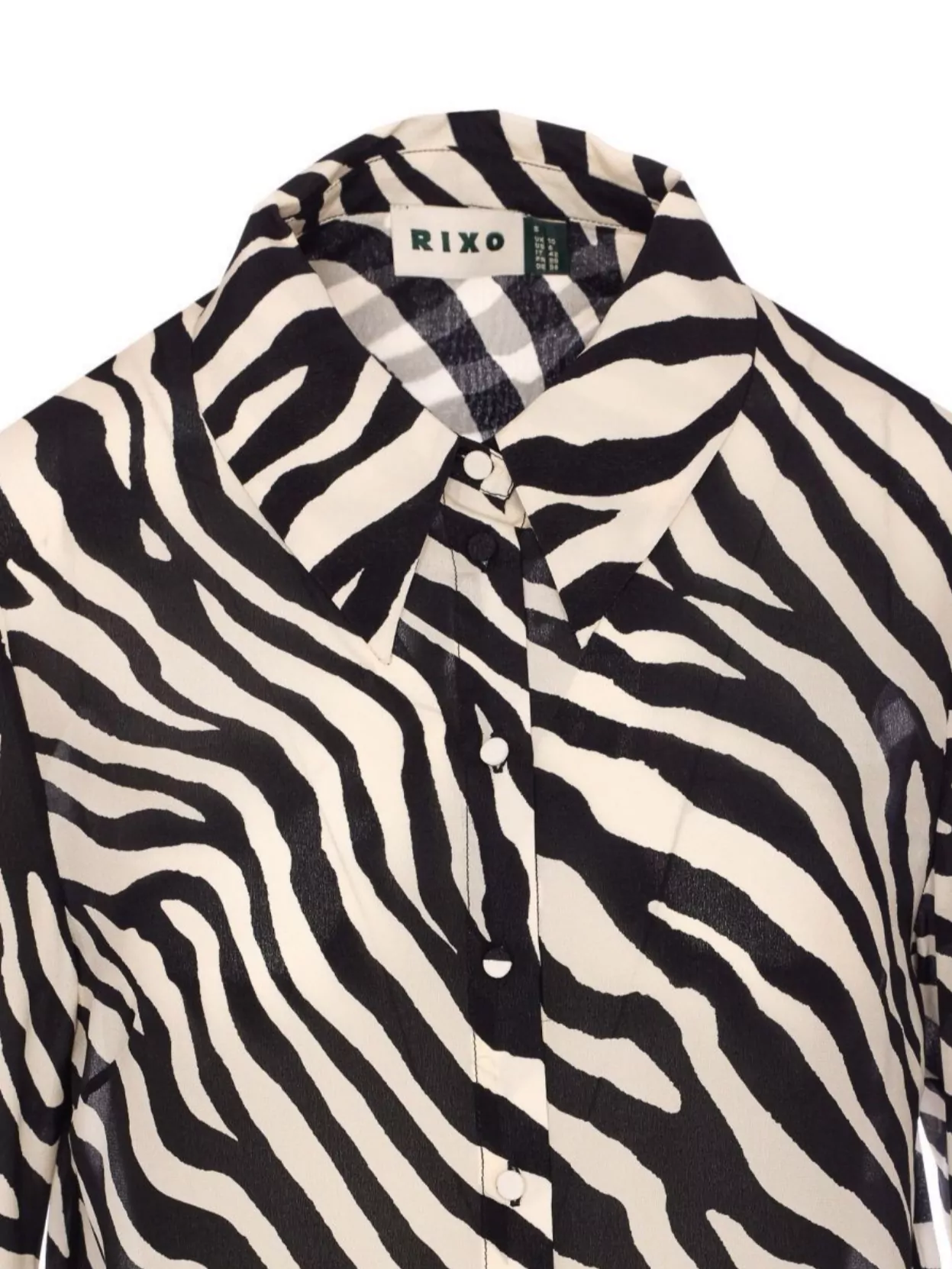 Shop Rixo London Casual Zebra Print Long Sleeve Shirt