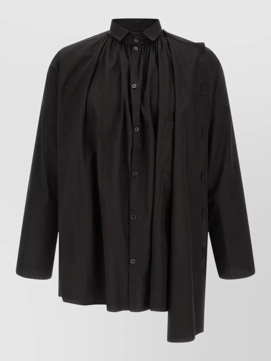 Yohji Yamamoto Cotton Poplin High Collar Long Sleeve Shirt
