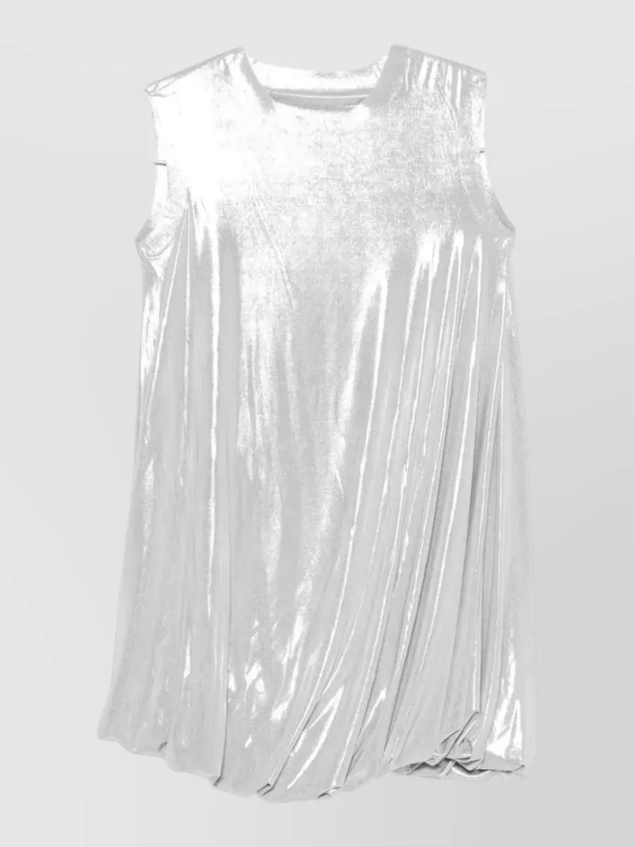 Norma Kamali Metallic Draped Sleeveless Mini Dress