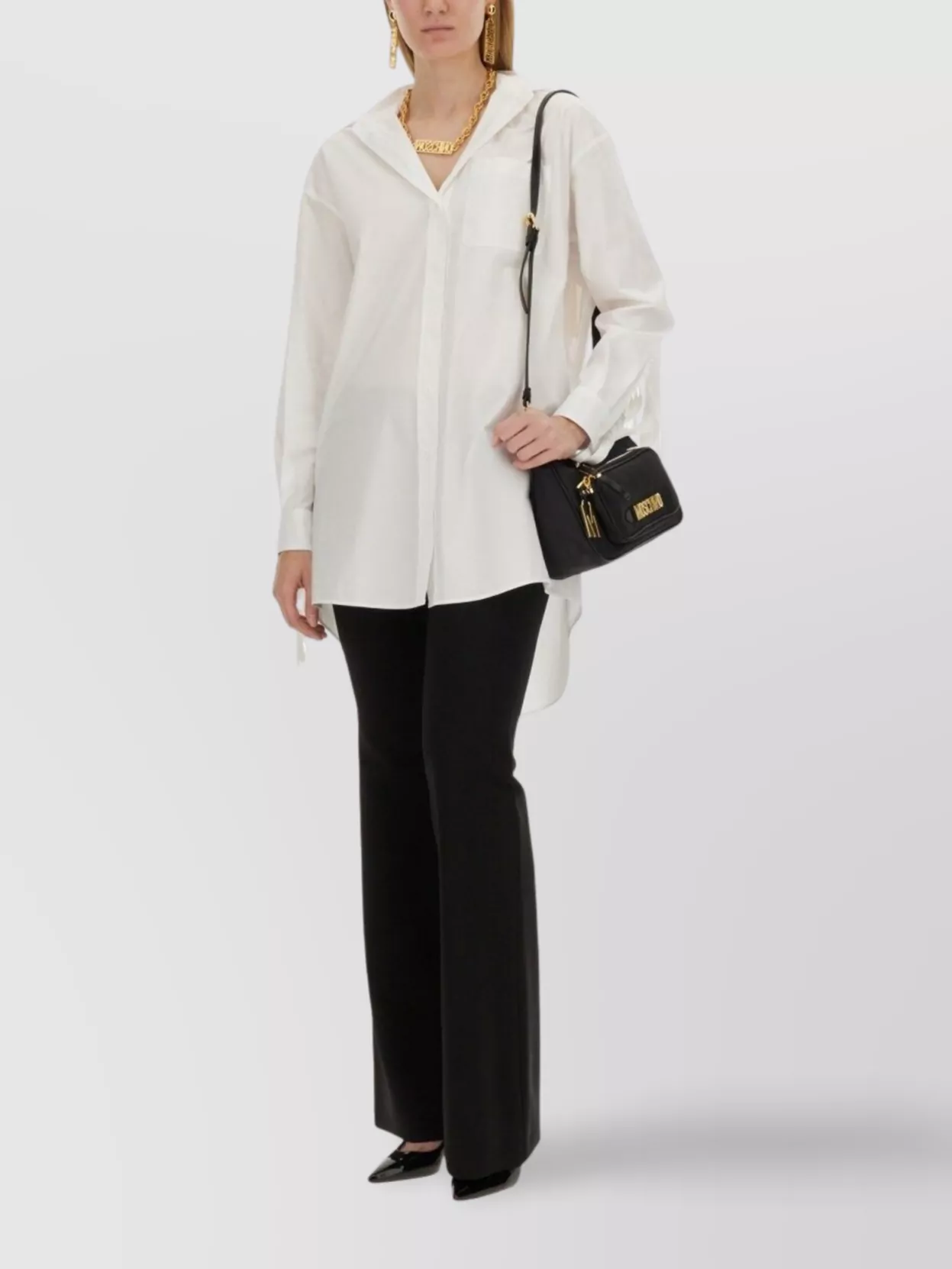 Moschino Cotton Shirt With Pocket And Fringe Detailing