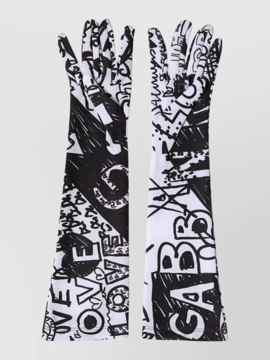 Dolce&Gabbana logo-print elbow-length mittens