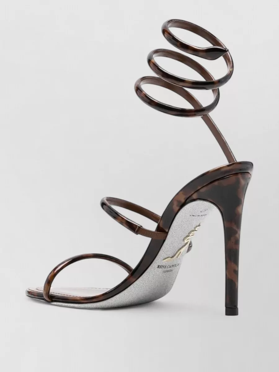 Rene Caovilla Leather Wrap-Around Ankle-Strap Open-Toe Stiletto Sandals