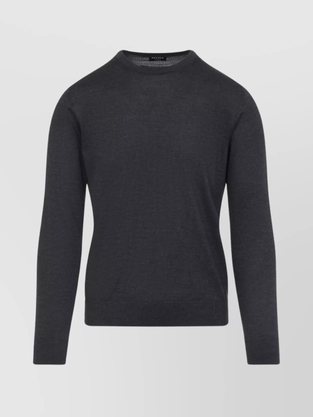 Zegna Soft Cashmere Crewneck Sweater With Ribbed Cuffs And Hem In Black