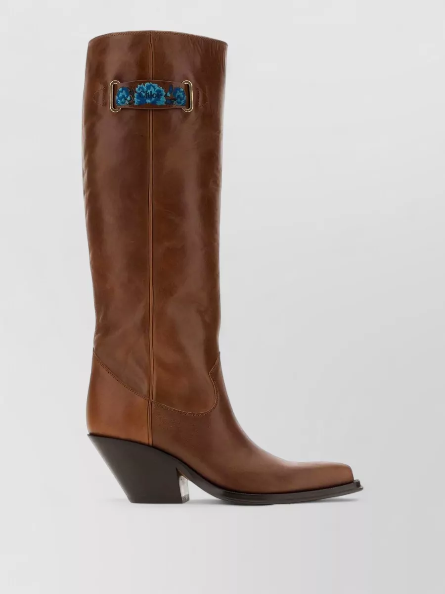 Chloé leather embroidered over-the-knee boots