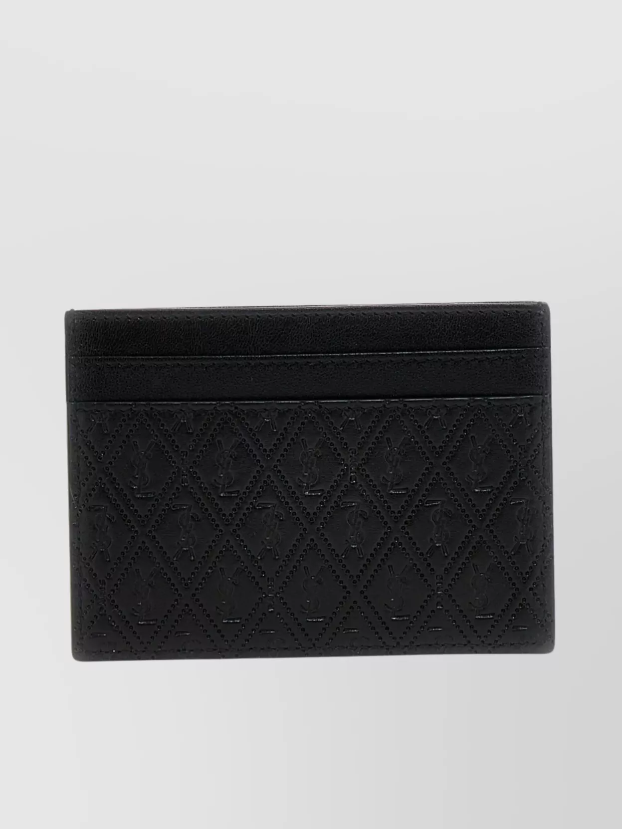 Saint Laurent Monogrammed Slim Rectangular Card Holder In Black
