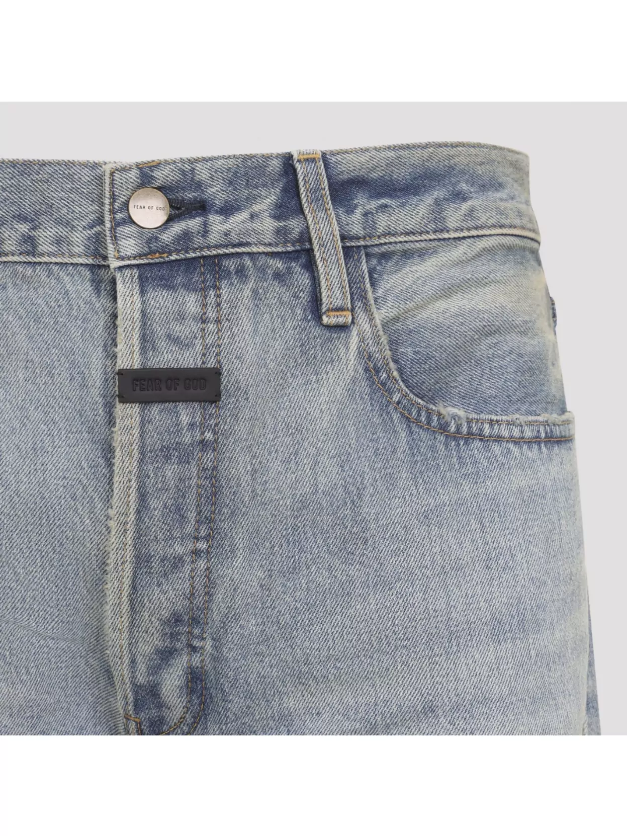 Fear Of God Straight Leg Five Pocket Distressed Denim