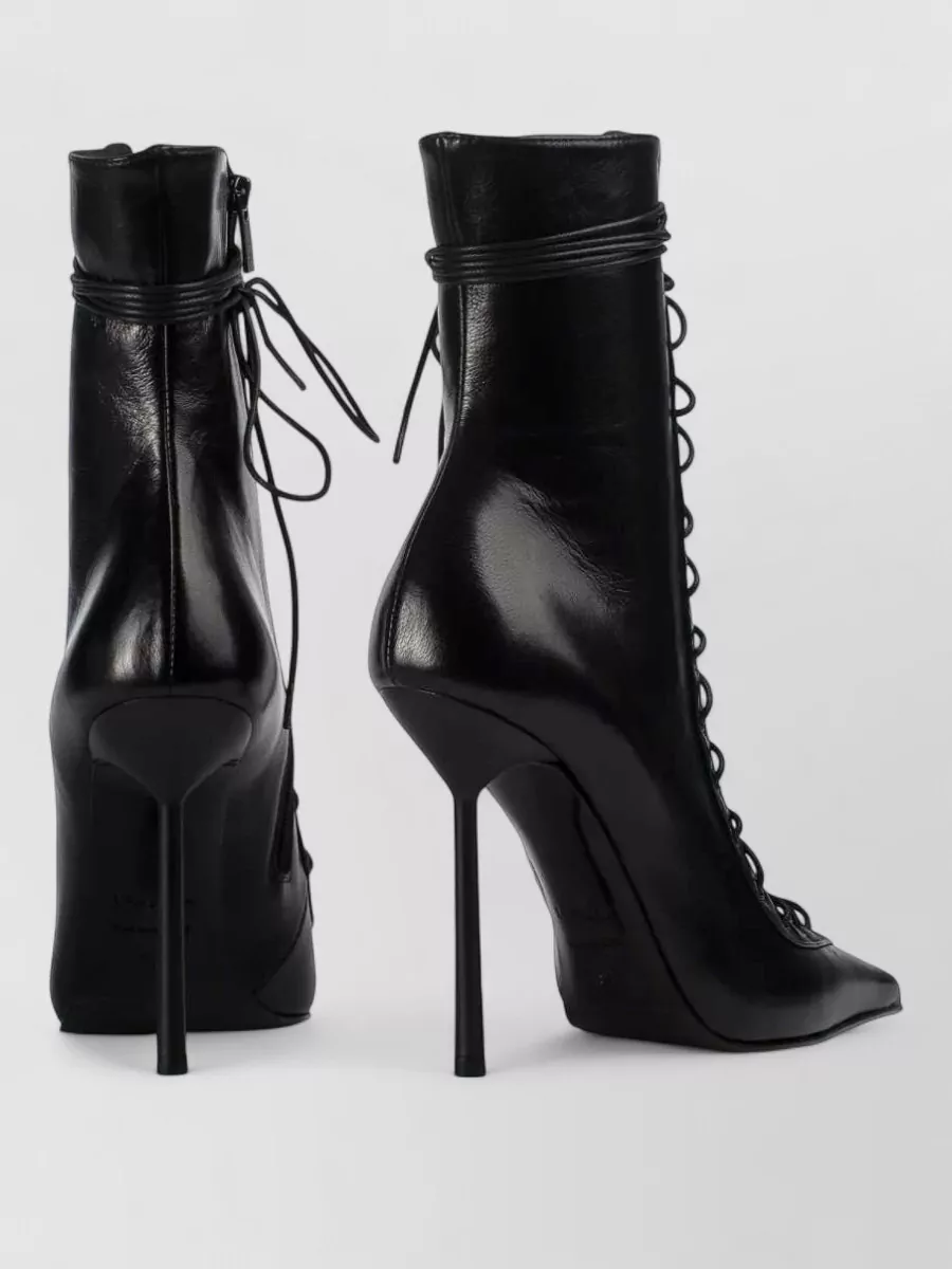 Le Silla Colette Lace-up Leather Ankle Boot In Black
