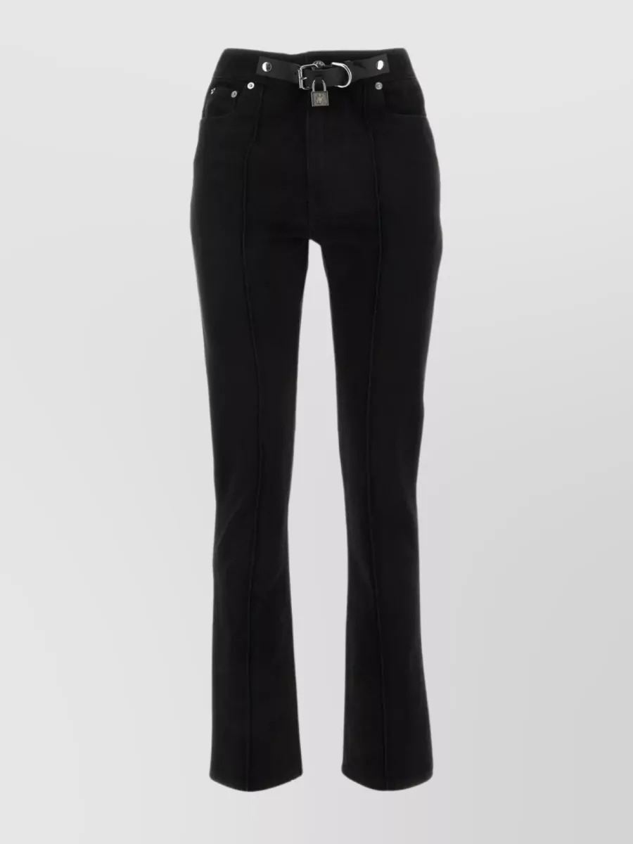 Shop Jw Anderson Flared Denim Pants With Decorative Strap In Black