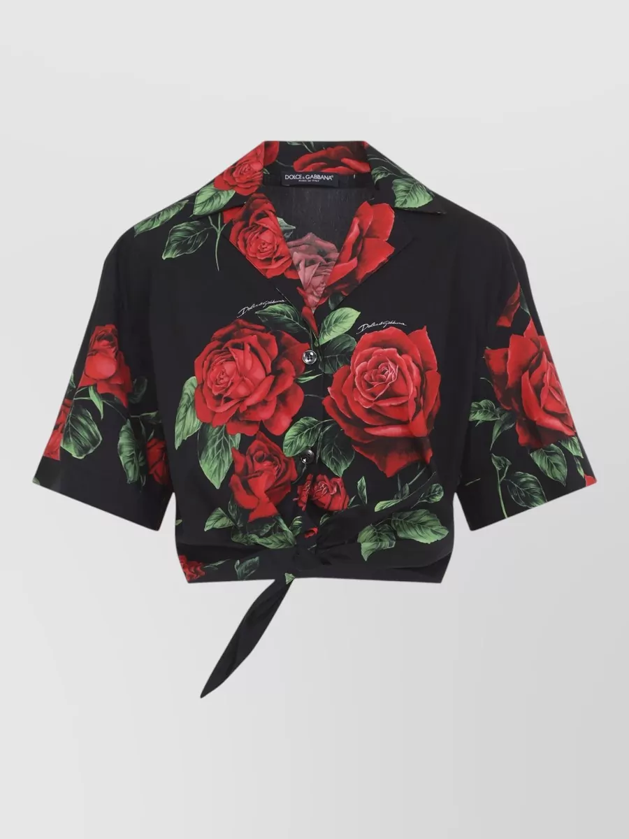 Dolce&Gabbana Rose-print cropped short-sleeve shirt