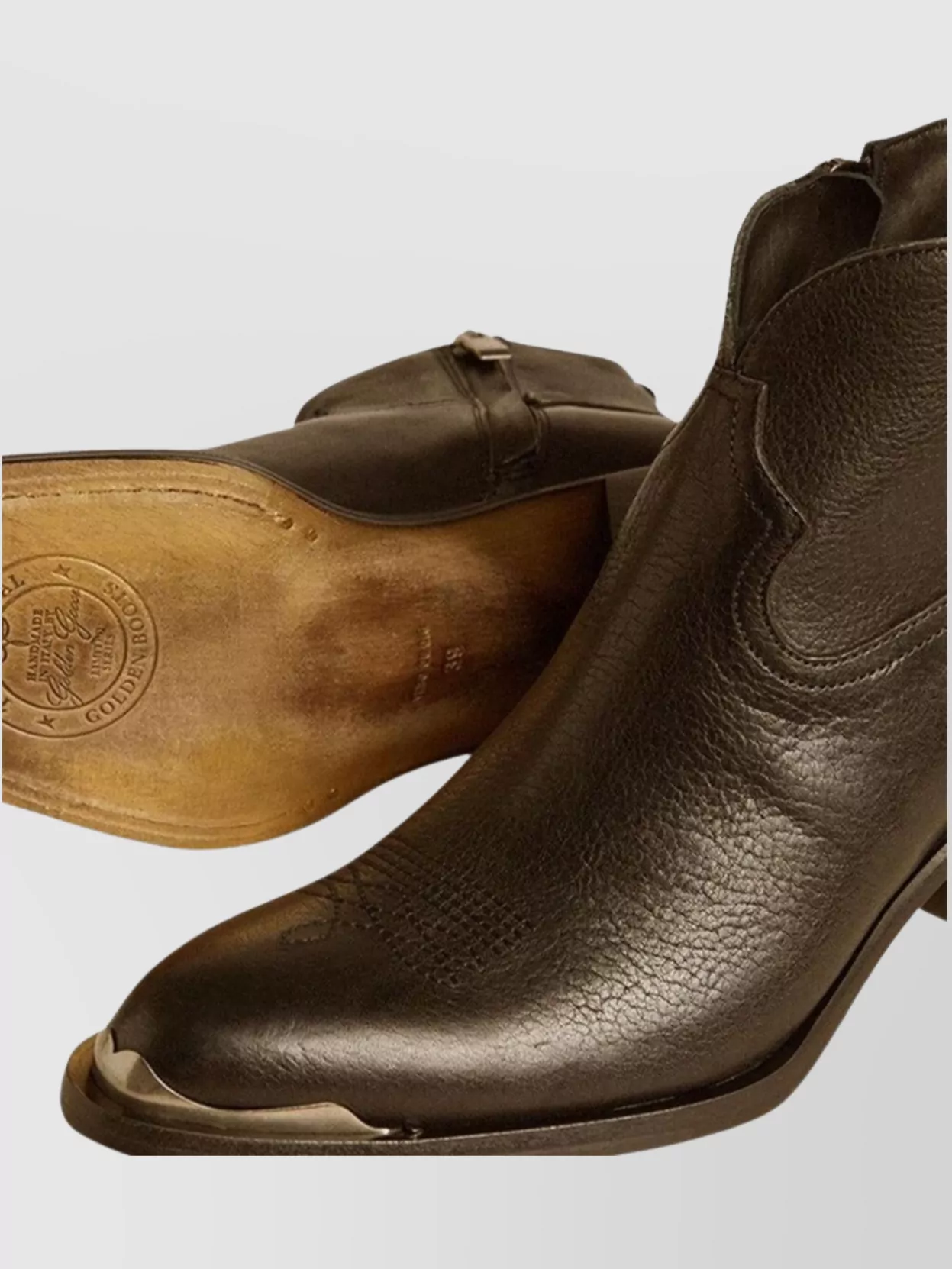 Golden Goose Textured Leather Ankle Boots With Buckle Detail