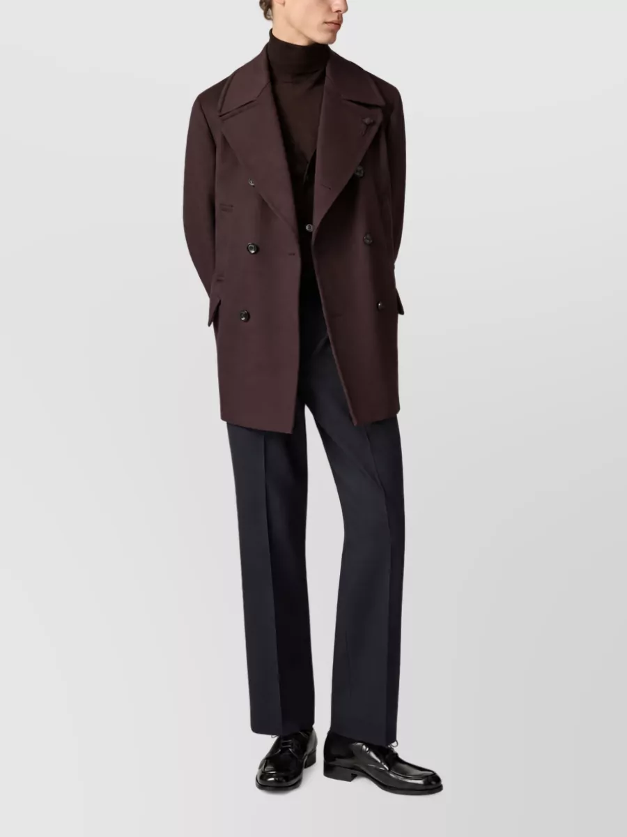 Lardini Wool Herringbone Double-Pleated Tailored Trousers
