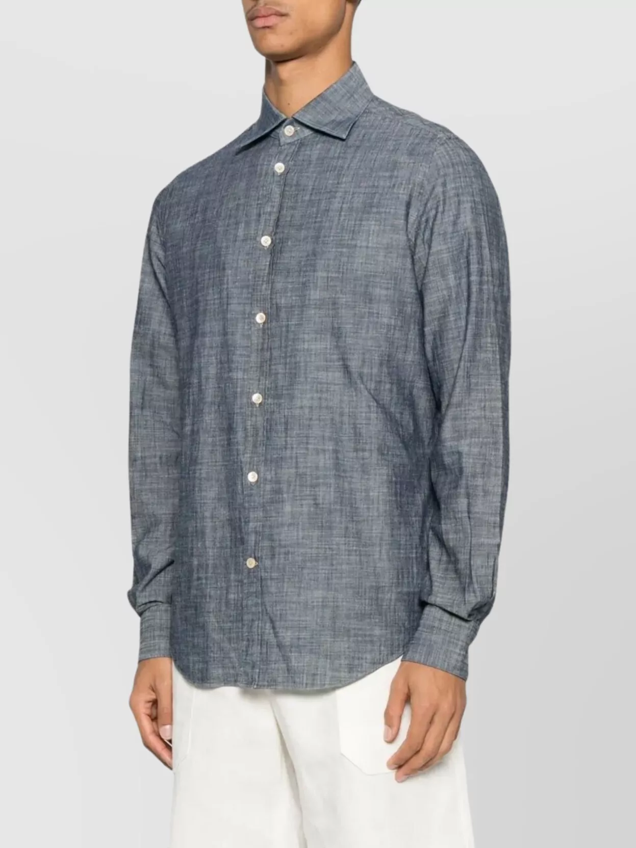 Eleventy Shirt Italian Collar Cuffed Sleeves In Blue