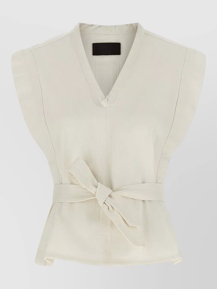 Lemaire V Neck Sleeveless Vest Waist Tie In Neutral