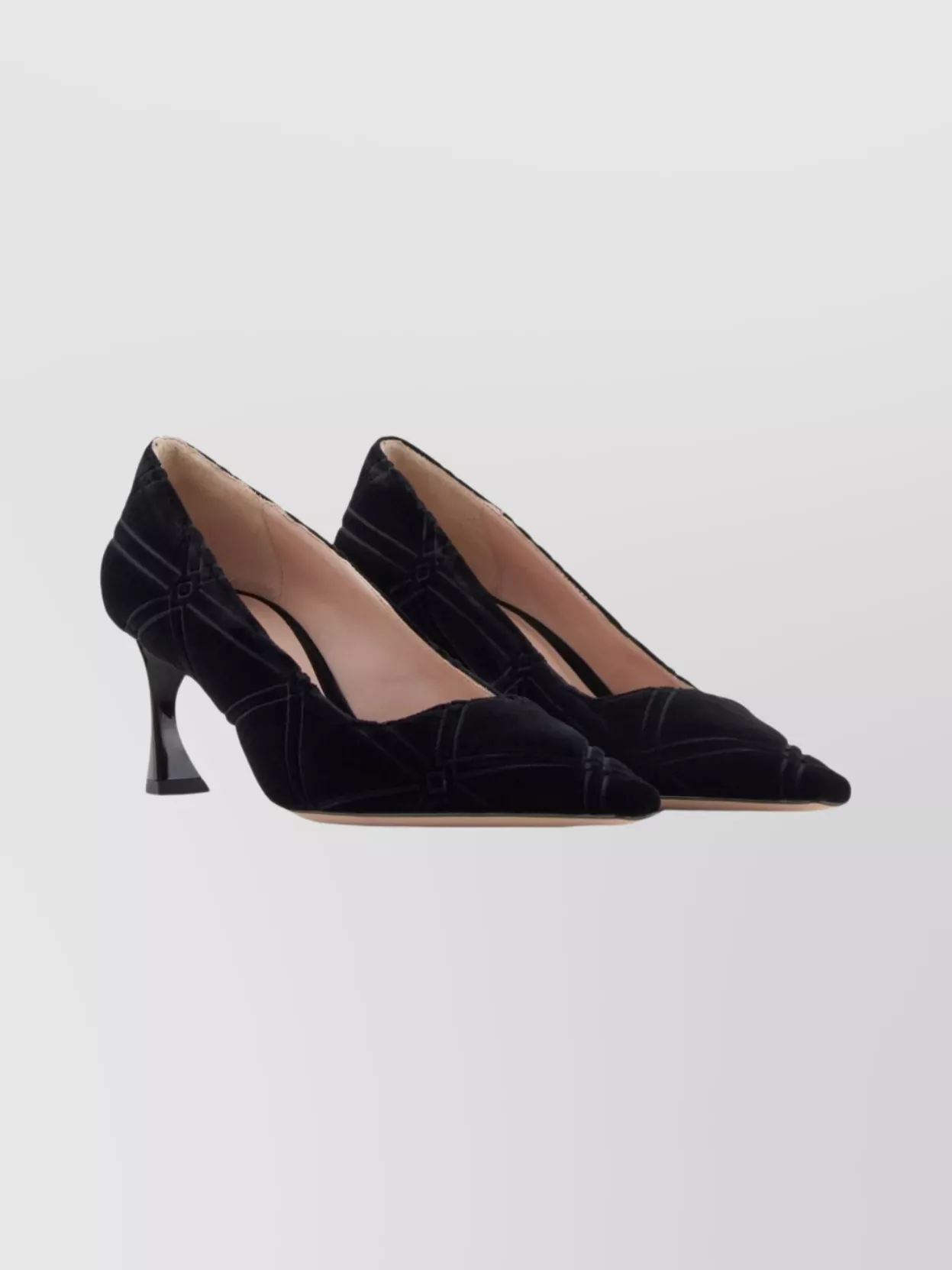 Emporio Armani Stylish Pumps With Curved Heel And Pattern In Black