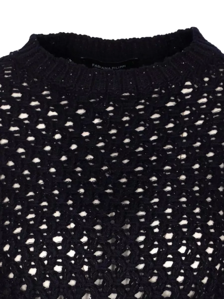 Fabiana Filippi Cashmere Silk Honeycomb-Knit Sequin Jumper