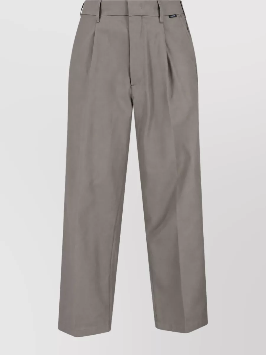Closed cotton straight-leg trousers