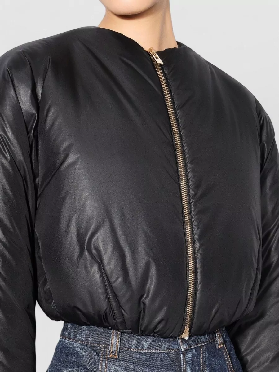Alaïa Nylon Cropped Bomber Jacket Quilted Design