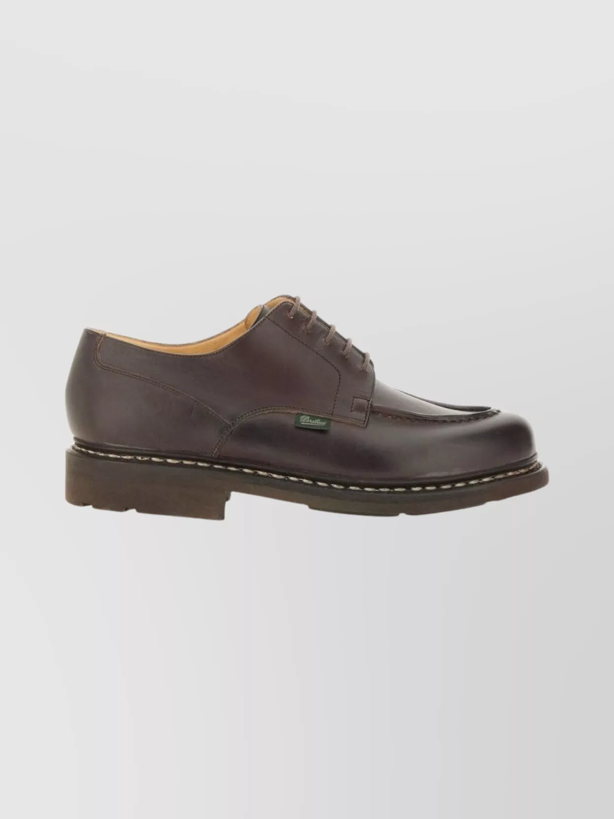 Paraboot Round Toe Leather Boots With Stitched Detail