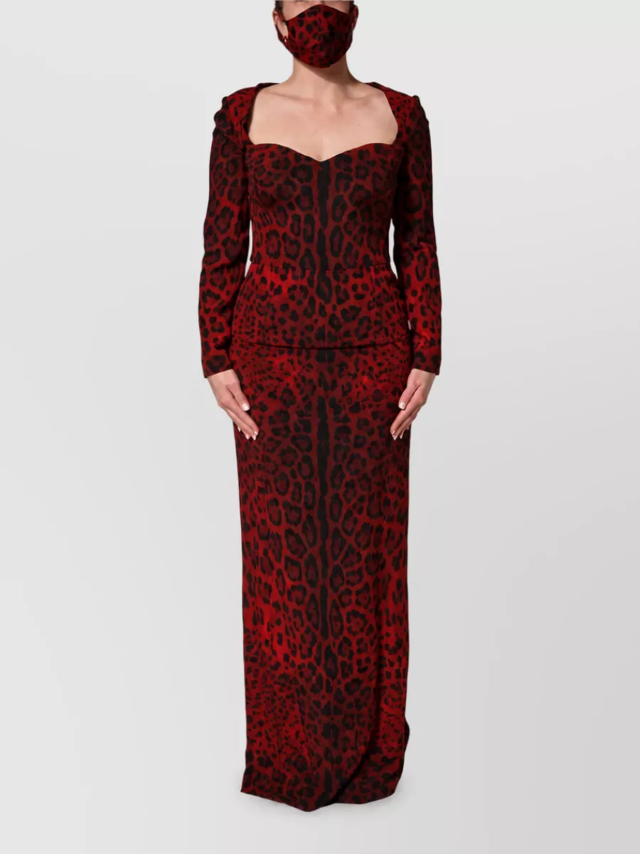 Dolce&Gabbana silk leopard-print long-sleeve maxi dress