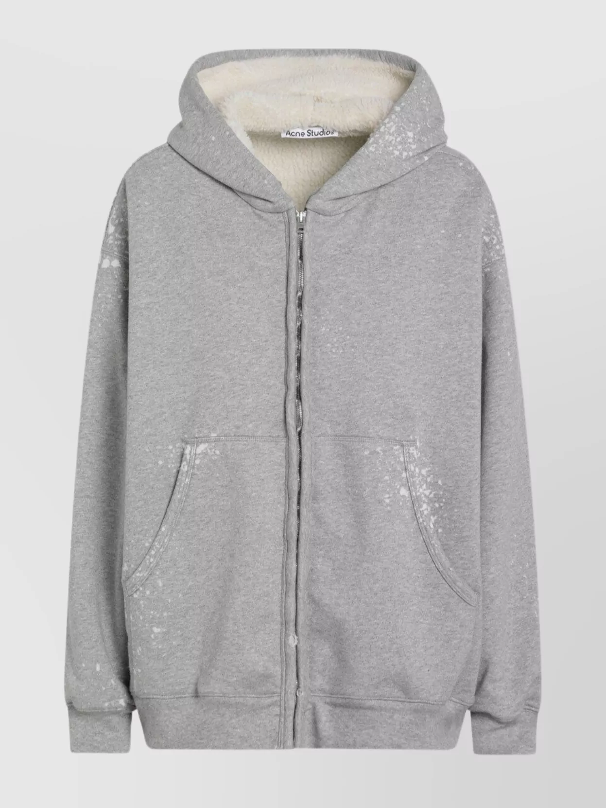 Acne Studios Hooded Zipper Sweater Front Pockets In Gray