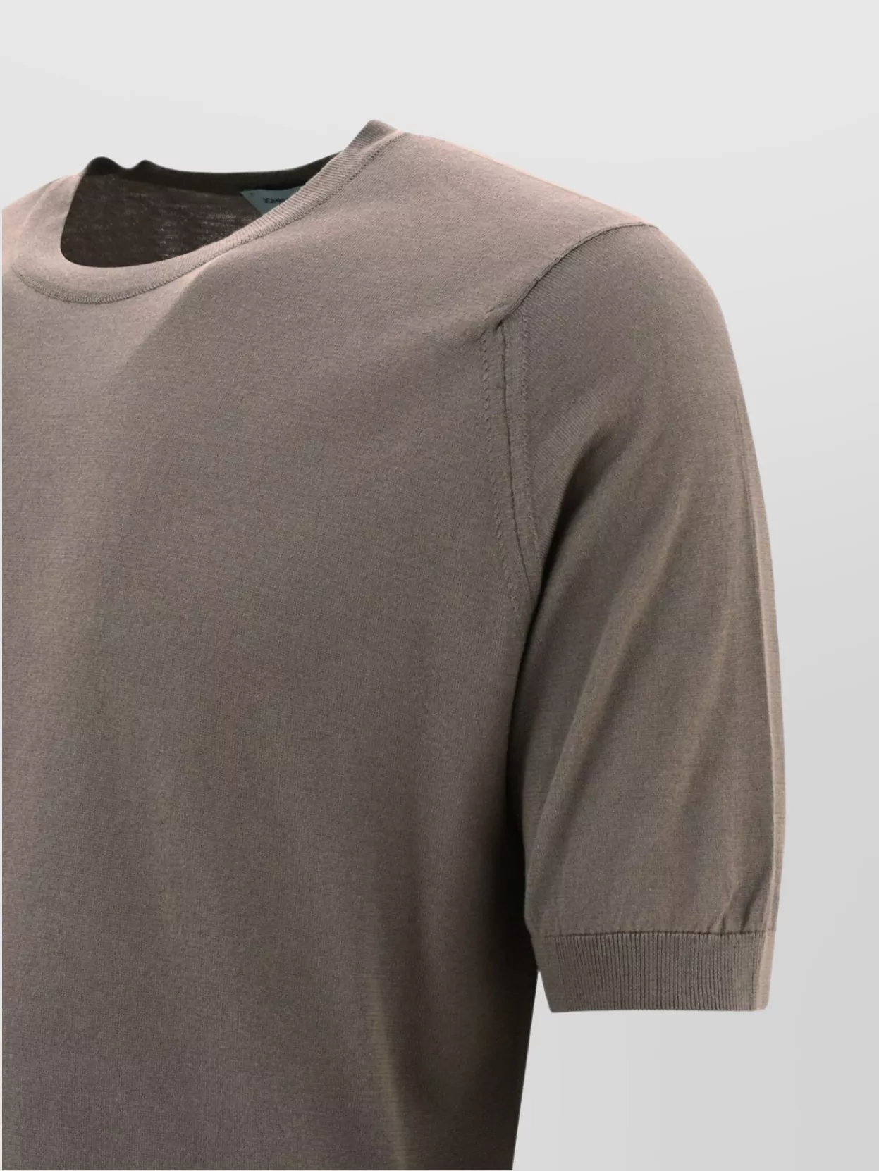 John Smedley Ribbed Cuffs And Hem Round Neck Short Sleeves