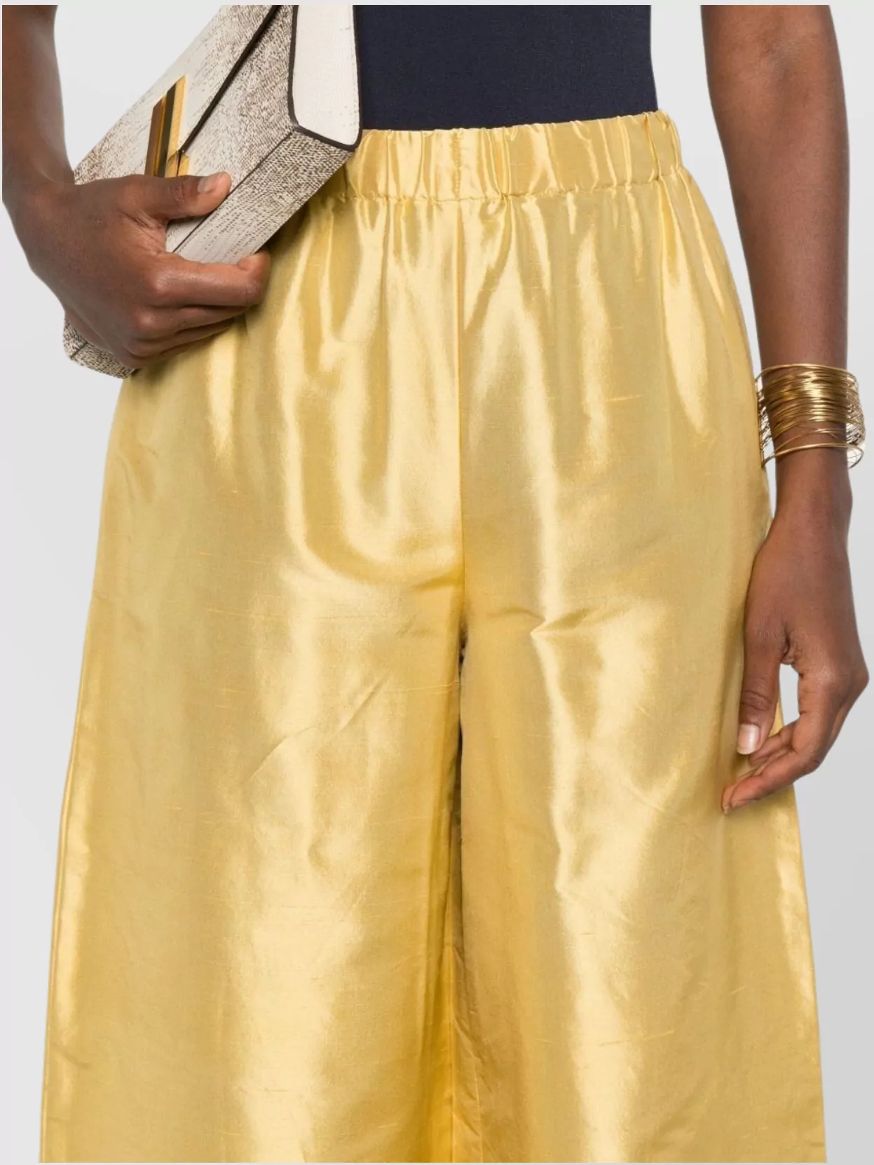 Max Mara Wide-Leg Trousers With Shiny Finish And Elastic Waistband