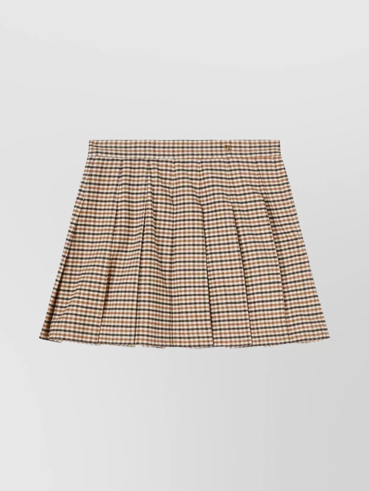 Palm Angels High-waisted Mini Skirt Checked Pattern In Neutral